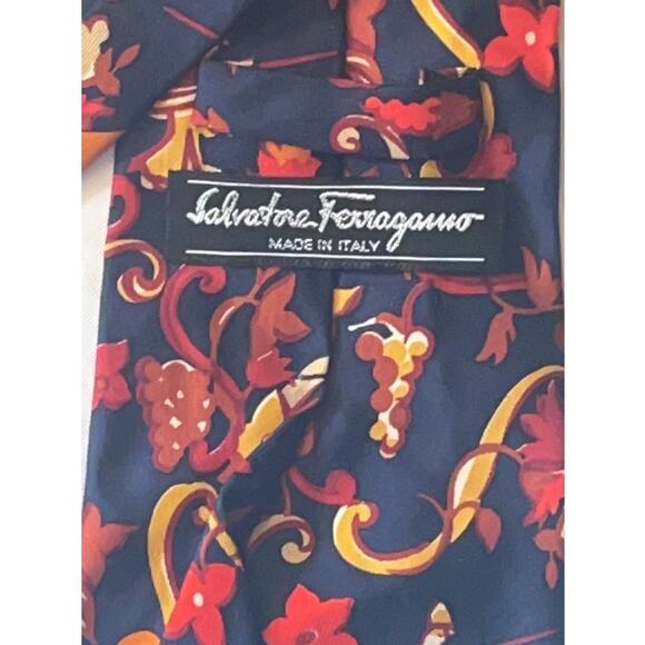 Salvatore Ferragamo Silk Tie - Equestrian theme - Navy Blue/Multicolor Necktie - Picture 7 of 14